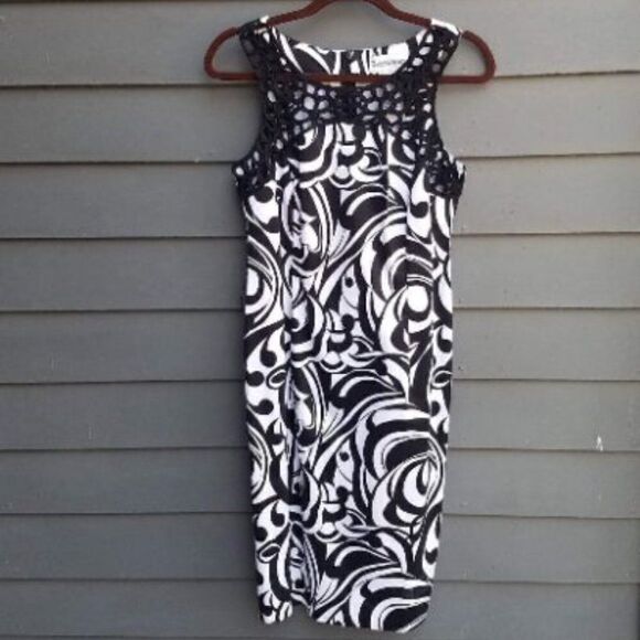 B/W Print Sheath Dress by Danny & Nicole dress size 10 - Picture 1 of 6